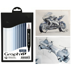 Set 12 carioci Graph'it Marker - Cool Greys - GI00128