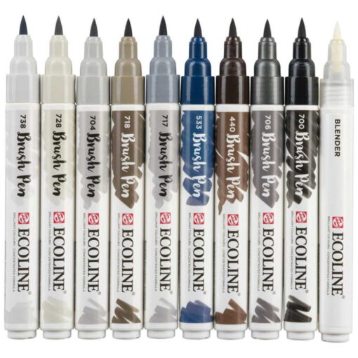 Set Carioci Ecoline Brushpen Grey 10