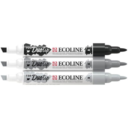 Set 3 Carioci Acuarela Ecoline Duotip Black &Amp; Grey