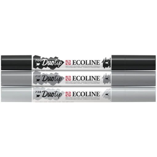 Set 3 Carioci Acuarela Ecoline Duotip Black &Amp; Grey