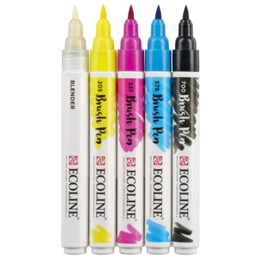 Set Carioci Tip Pensula Ecoline Brush Pen Primary 5 Culori