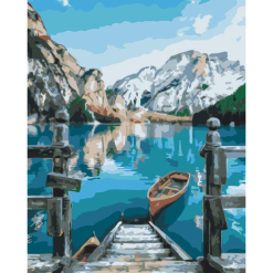 Pictura pe numere - boat by lake braies