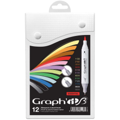 Set Carioci Graphit Brush Marker 12 - Essentials - Gi80110