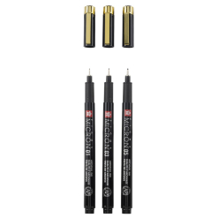 Set Linere Pigma Micron Black &Amp; Gold 3 - Poxsdkb3Yos