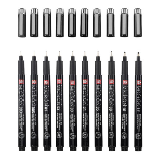 Set 10 Linere Sakura Pigma Micron Black + Penar Cadou