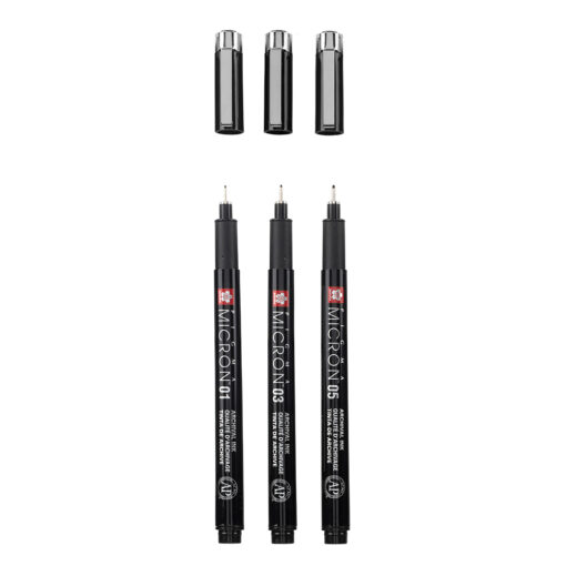 Set 3 Linere Sakura Pigma Micron Black + Penar Cadou - Poxsdkb3