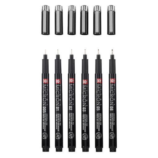 Set 6 Linere Sakura Pigma Micron Black + Penar Cadou - Poxsdkb6