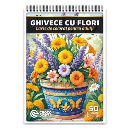 Carte de Colorat - Ghivece cu Flori