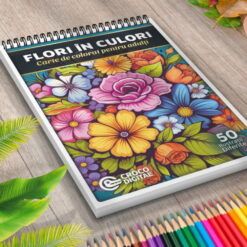 Carte de Colorat - Flori in Culori